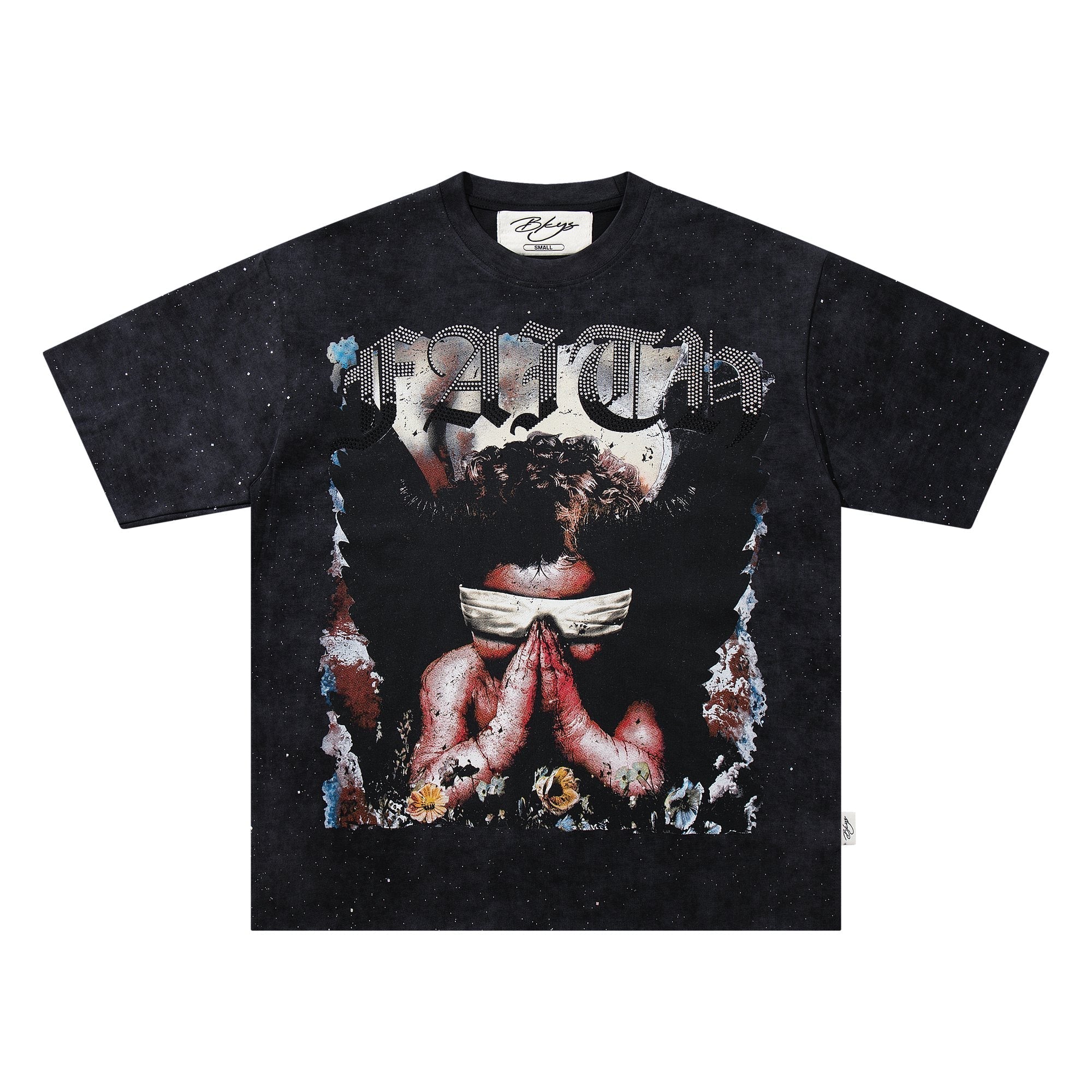 BKYS Revival Blindfolded Portrait Rhinestone-Style T-Shirt — front